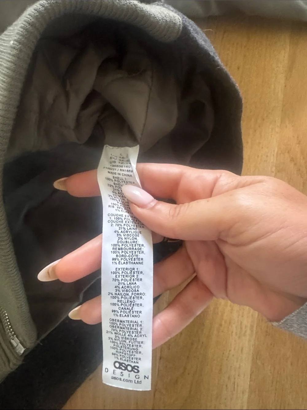 ASOS Olive Green Bomber Jacket with Ribbed Trim